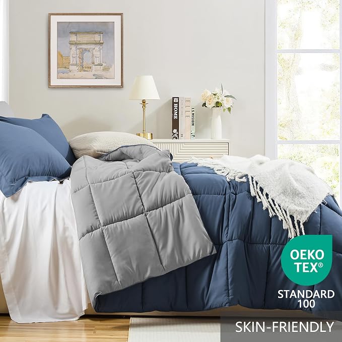 Homelike Moment King Size Comforter Set Blue, Comforter King Size Bed Set - Image 3