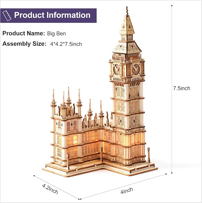 Rowood 3D Puzzles for Adults Wooden Model Kit Adult Craft Kit Gifts for Age 14+ - Image 8