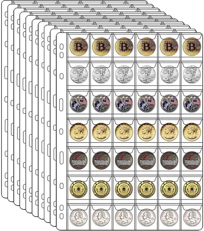 10 Sheets Coin Collection Supplies Pages, Coins Collecting Pocket Page by Xxmbbjy