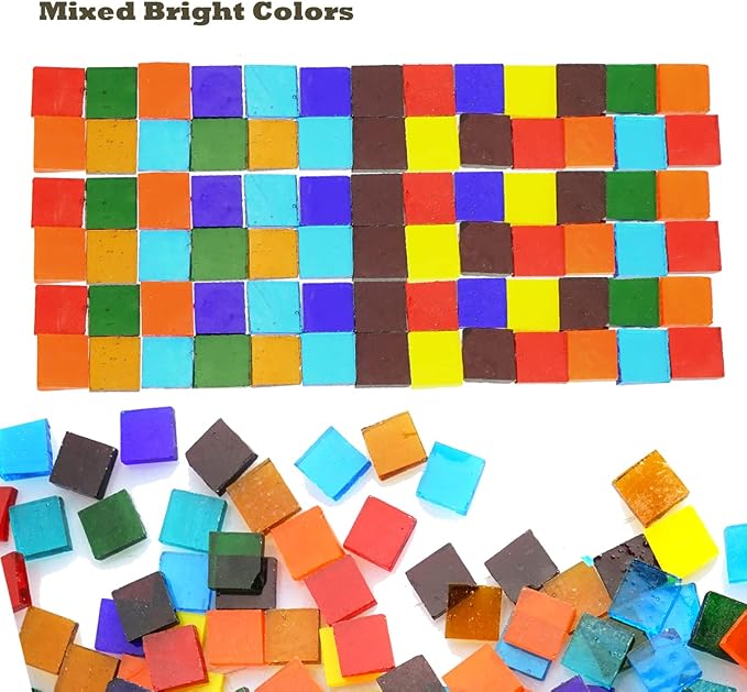 Lanyani Transparent Square Glass Mosaic Tiles Pieces Stained Glass - Image 2
