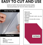 FUNKAKA Rose Red HTV Heat Transfer Vinyl Sheets, 10 Sheets Sticky HTV Vinyl - Image 2