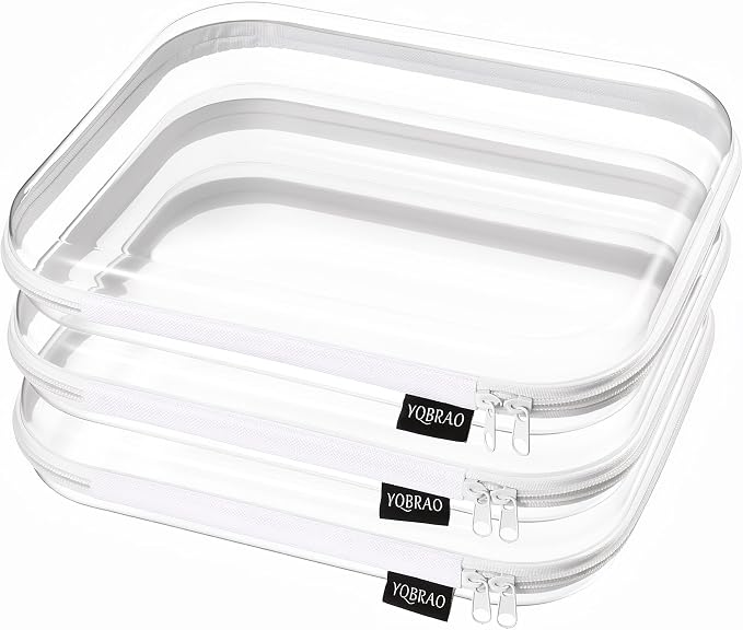 YQBRAO 3-Pack Large Clear Hard Shell Zipper Case, 1.2mm Rigid Toy & Cosmetic by Unknown