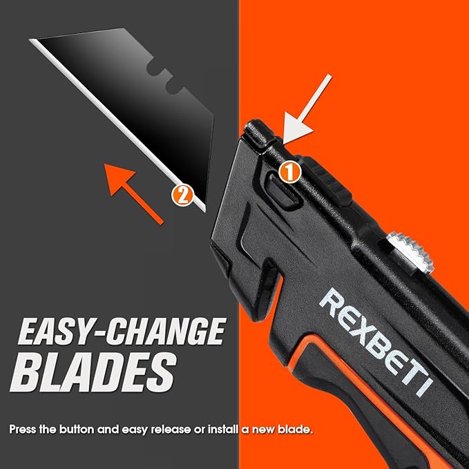 REXBETI 6 Pack Retractable Folding Utility Knife, SK5 Heavy Duty Box Cutter - Image 6