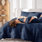 MUXHOMO 7 Pieces Full Comforter Set, Seersucker Bed in a Bag Full Size - Image 7