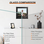 4x4 Picture Frame with Mat for 3x3, Wavy Edge Wooden Real Glass Photo Frame for - Image 2