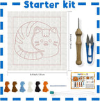 INFUNLY 2 Pcs Cats Punch Needle Embroidery Kit 9.4" DIY Punch Embroidery Kit - Image 4