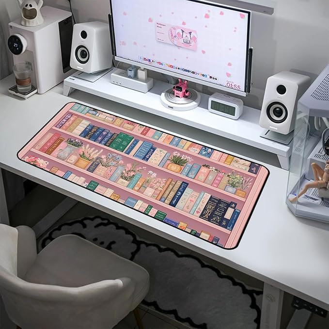 Cute Bookshelf Deskmat, Game Pad, Large Office Desk Keyboard Mat, Anti Slip - Image 4