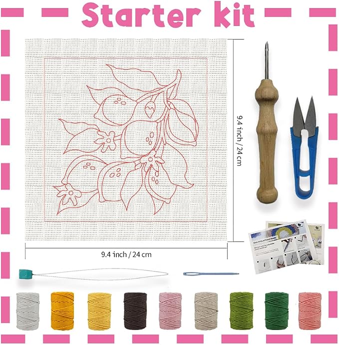 INFUNLY Lemon Flower Punch Needle Embroidery Kits Lemon Branch DIY Punch Needle - Image 2