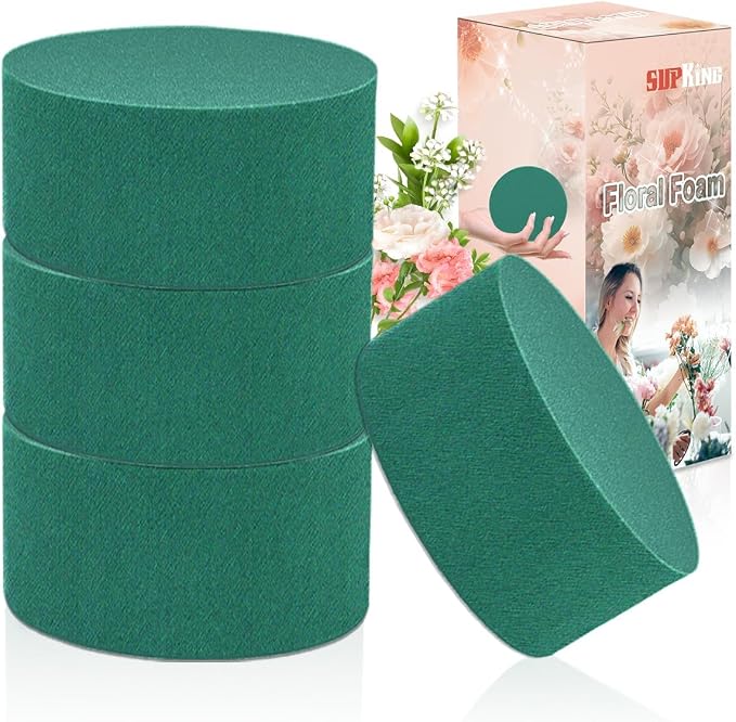 4Pcs Floral Foam Round SUPKING 3.15" Small Green Wet Dry Flower Foam Blocks by SupKing