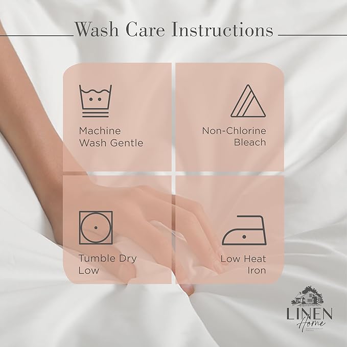 Linen Home 100% Cotton Percale Sheets King Size, Deep Pocket, 4-Piece Set - Image 5