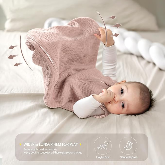 lulumoon Sleep Sack Muslin for Baby: Cotton Wearable Blanket for 9-15 Months - Soft Lightweight Ideal for Nursery Lounge Nighttime Naptime 12-18 Months