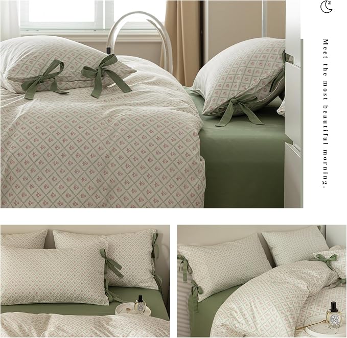 mixinni Red Floral Duvet Cover Set Twin Size - Image 7