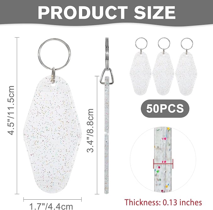 Yoption 50pcs Blank Motel Keychain Bulk - Image 3