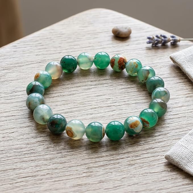 45pcs Round Loose Orange&Green Fire Agate Beads - Image 4