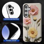 Case for Samsung Galaxy S25 Plus Case, Faux Embroidery Boho Floral Design - Image 2