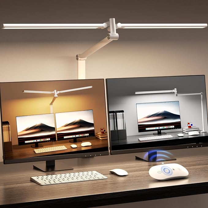 Airlonv LED Desk Lamp, Double Swing Arm Wide Lighting Area Desk Lamps by Airlonv