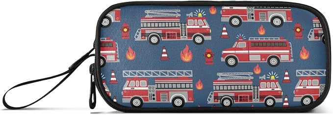 Fire Trucks Pencil Case Box Boys Girls Large Pencil Pouch - Image 2