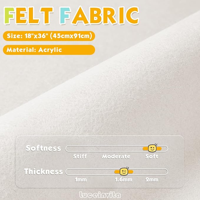 Ivory 18" X 36" Felt Fabric Sheet - Image 2
