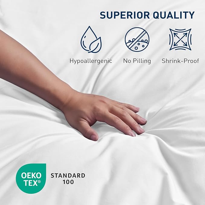 Queen Size Flat Sheet 2 Pack, 100% Cotton Percale Flat Bed Sheet, Breathable - Image 6
