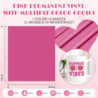 Tintnut Pink Permanent Vinyl 8pcs 12x10in Mulberry Pink Adhesive Vinyl | Solid - Image 2