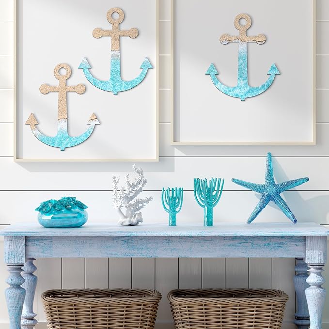 Anglechic 12 Pack 12 Inch Blank Anchor Cutout Unfinished Wood Anchor Slices - Image 6