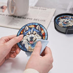 Drink Coaster Set of 6, Alaskan Malamute Dog Mom Lover Gift, Leather Drink - Image 7
