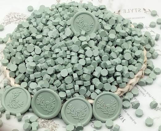 300 Pcs Wax Seal Beads, Sage Green Sealing Wax Beads, Refilling Octagon Wax by Unknown