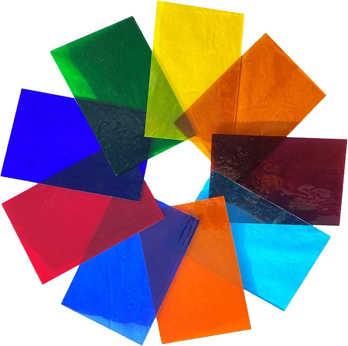 9 Pack Transparent Stained Glass Sheets, 4 x 6 inch Cathedral Glass Colored - Image 3