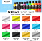 Nicpro 12 Colors Fabric Paint - Image 2
