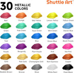 Shuttle Art 30 Colors Metallic Acrylic Paint, Artist Grade Metallic Paint in - Image 3