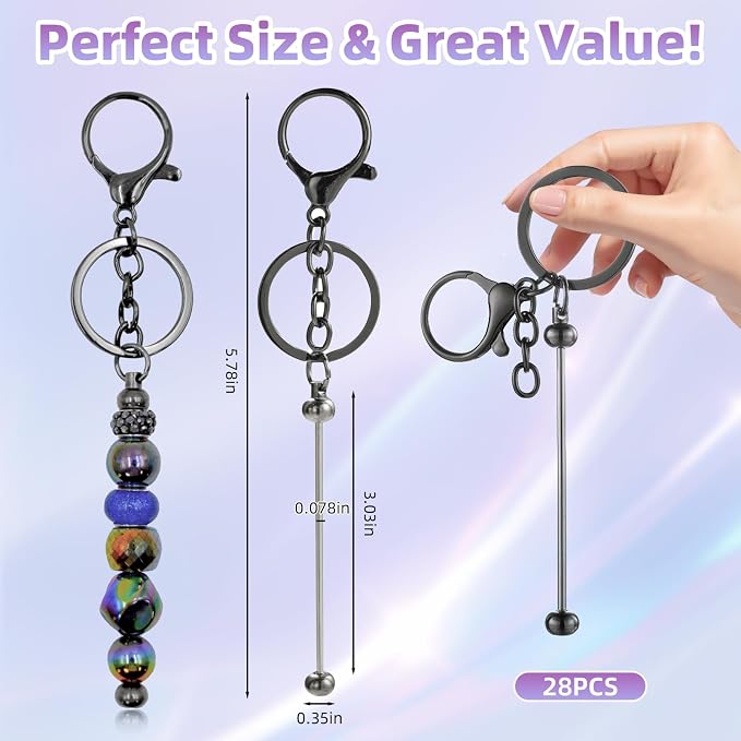 28 Pcs Beadable Keychain Bars - Image 2
