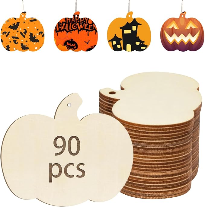 90 Pcs Thanksgiving Pumpkin Wooden Cutouts Unfinished Wood Crafts Pumpkin by Adboros