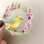 50PCS Flower and Bird Stickers PET Transparent Stickers Nature Watercolor Birds - Image 4