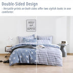 LEMIROE Blue Cotton Comforter Queen Size 3Pcs - Image 3