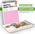 Sketchbook for Girls 9x12, 2 Pack Cute Pink Sketch Book for Teen Girls | 200 - Image 7