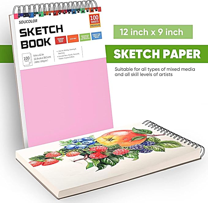 Sketchbook for Girls 9x12, 2 Pack Cute Pink Sketch Book for Teen Girls | 200 - Image 7