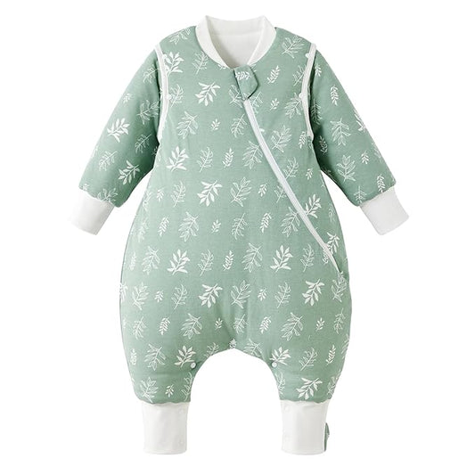 Duomiaomiao 3.5 TOG Toddler Sleep Sack 6-12 Months 100% Cotton Winter Side Open Zipper Baby Sleep Sack with Feet, Warm Toddler Wearable Blanket