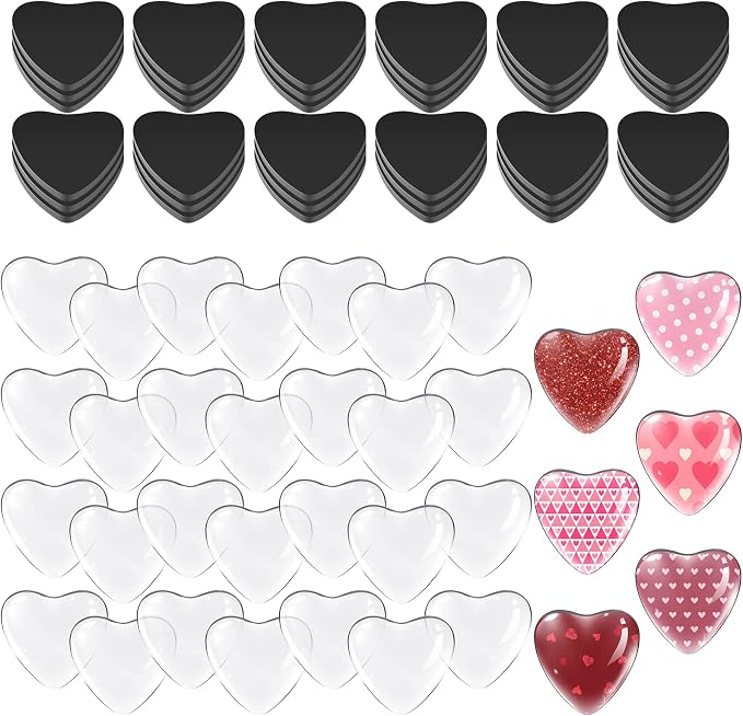 Weewooday 72 Pieces Heart Glass Craft Magnets Round Fridge Ceramic Ferrite by Weewooday