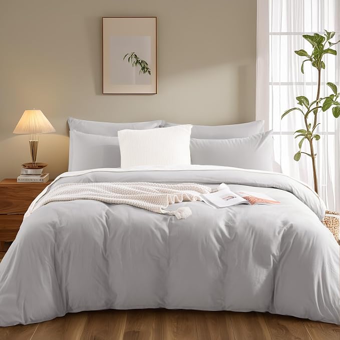 NEXHOME PRO Duvet Cover Set California King Linen Look Textured Organic Natural - Image 3