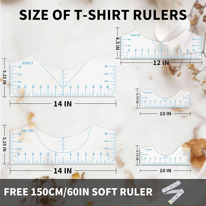 5Pack Tshirt Ruler Guide for Vinyl Alignment, T Shirt Rulers to Center Designs - Image 5