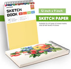 Soucolor 9x12 Spiral Sketch Book, 100 Sheets, Acid-Free Drawing Pad - Image 6