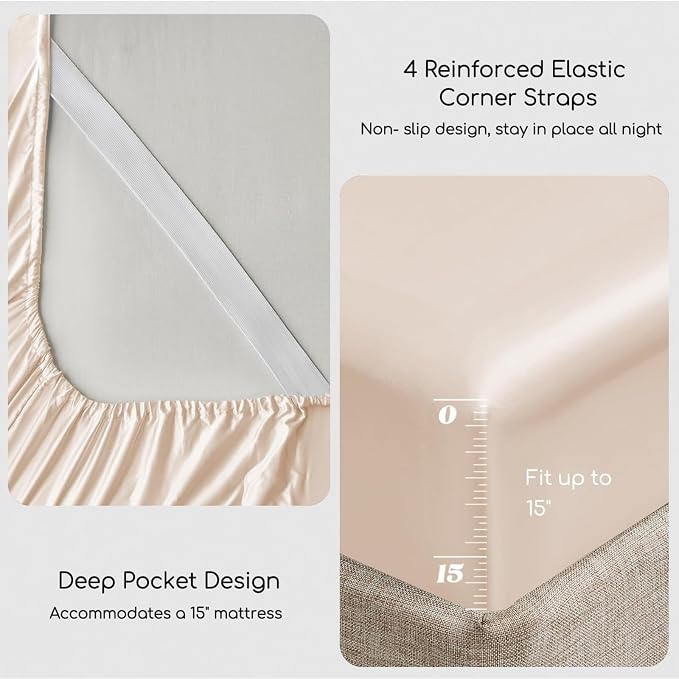 MR&HM Satin Bed Sheets, Twin XL Size Sheets Set - Image 4