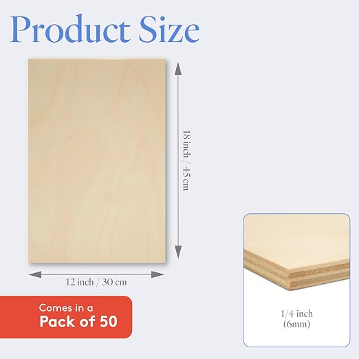 6 mm Baltic Birch Plywood 1/4 x 12 x 18 Inch, Box of 50 B/BB Grade Craft Wood - Image 2
