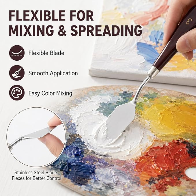 5-Piece Stainless Steel Palette Knife Set | Oil, Watercolor Painting, Cake - Image 6