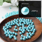 500pcs Light Blue 8mm Pearl Beads - Image 2
