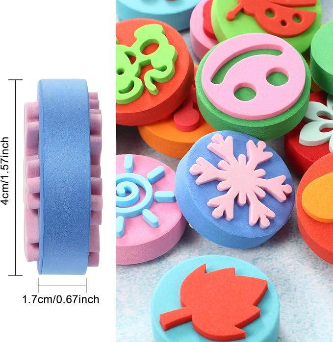 Outus 24 Pcs EVA Stamps for Kids Painting Sponges Stamps Sponges for Painting - Image 2