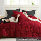 Homelike Moment Queen Comforter Set Black, Lightweight Reversible Red - Image 5