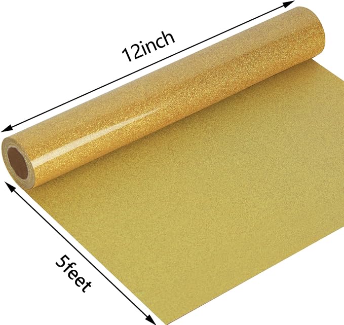 guangyintong Heat Transfer Vinyl Glitter Gold HTV Rolls, Glitter HTV Vinyl - Image 2