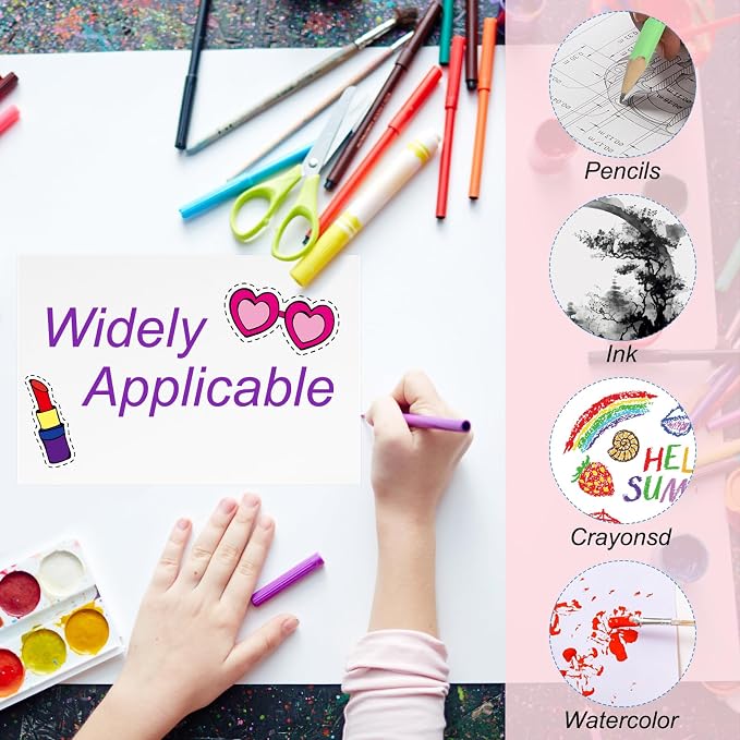 PATIKIL 100 Pcs Pure Cotton Watercolor Paper 140lb/300 GSM Water Coloring Paint - Image 4