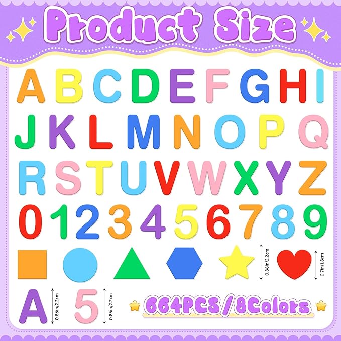 664 PCS Foam Letter Stickers, Foam Alphabet Number Shape Stickers, Self - Image 2